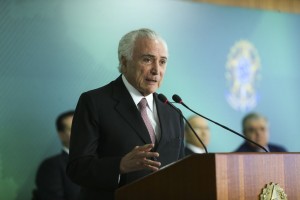 O presidente Michel Temer discursa na cerimônia de sanção da Lei Geral de Proteção de Dados, no Palácio do Planalto. Créditos: Valter Campanato/Agência Brasil